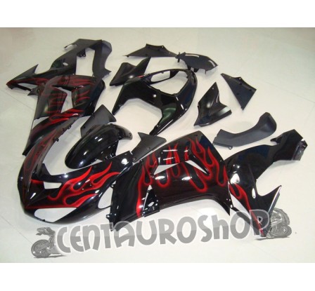 Carena in ABS Kawasaki ZX10R Ninja 06 07 colorazione Black Flames